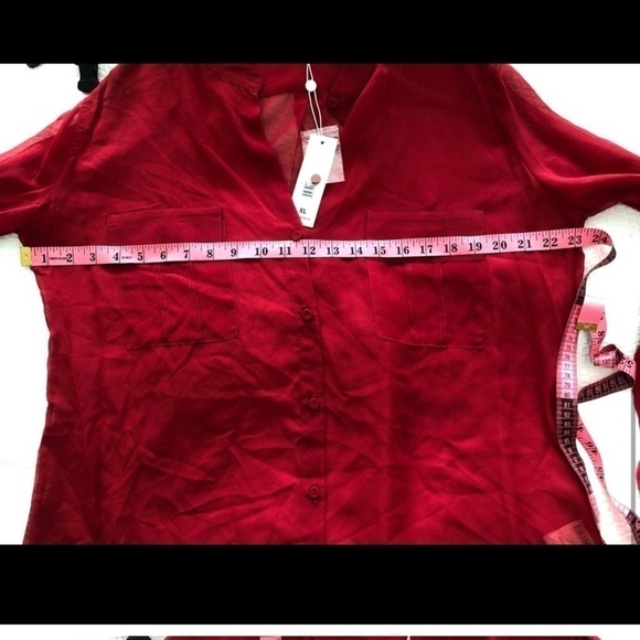 Erin Fetherston Silk Red Blouse Size XL NWT - Picture 7 of 12